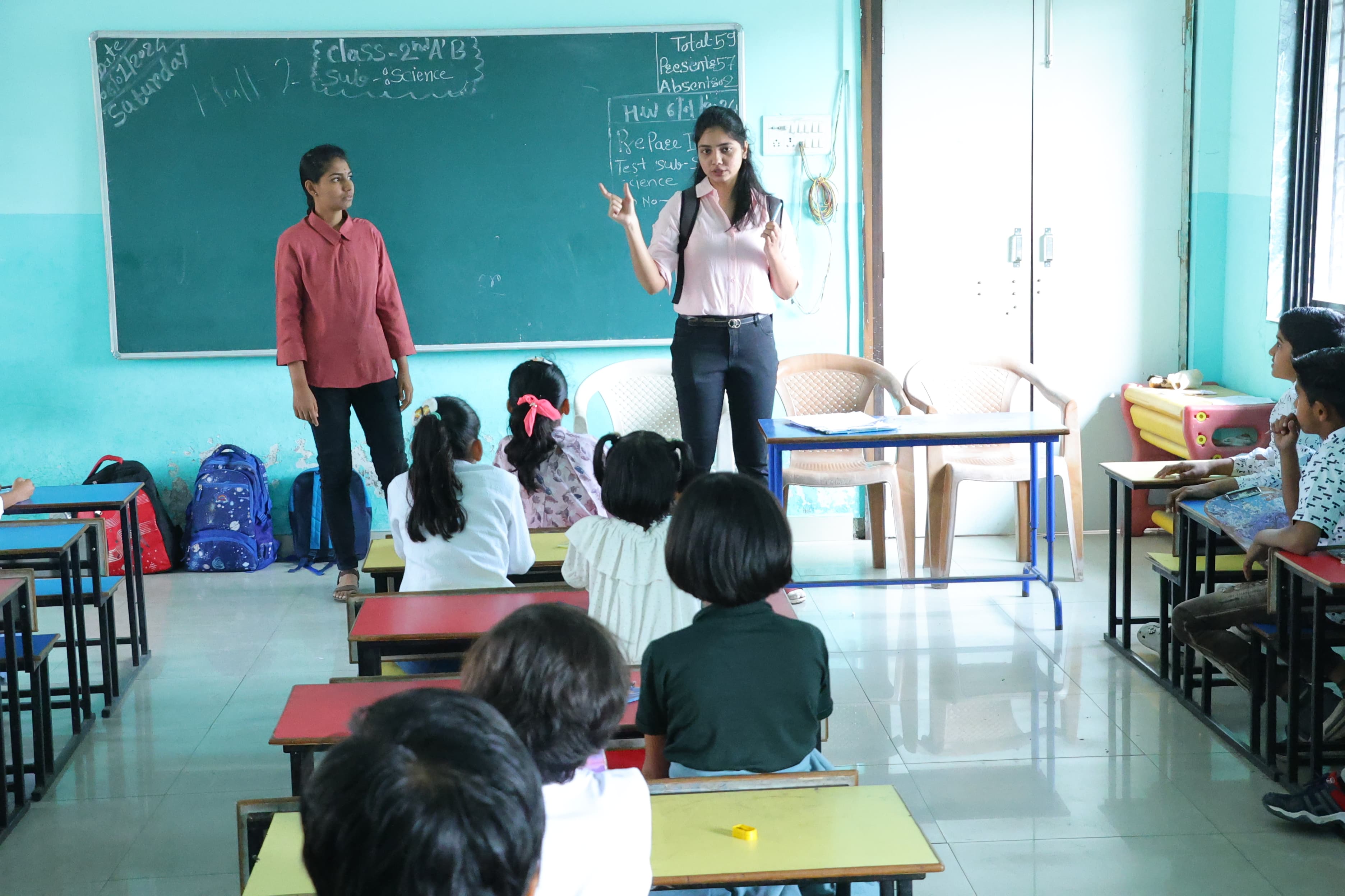 Students learning abacus